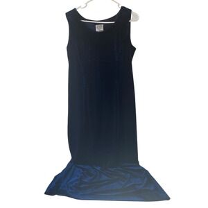 Vintage Navy Blue Maxi Velvet Gown Sleeveless Dress Whimsigoth Witchy 90's 12P
